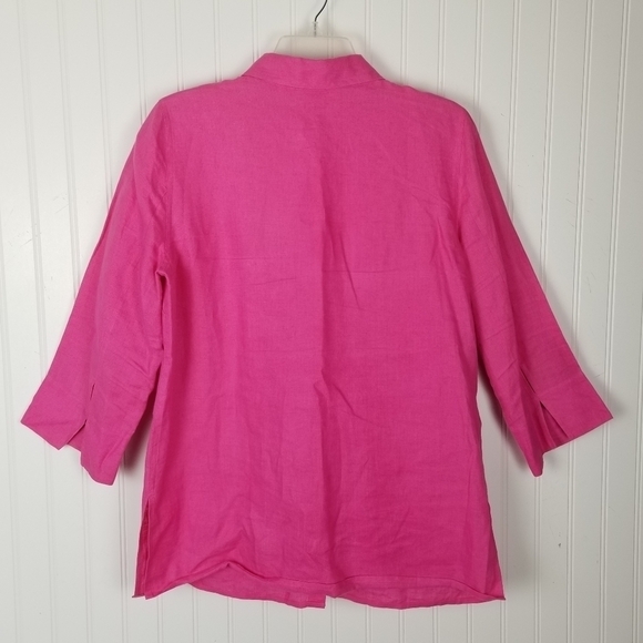 Real Clothes Linen Button Front Shirt Tunic Top 3/4 Sleeve Womens Size 6 Pink - Picture 2 of 8